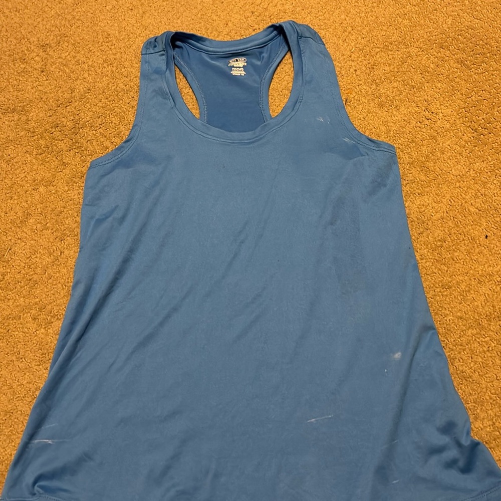 blue loose active tank top